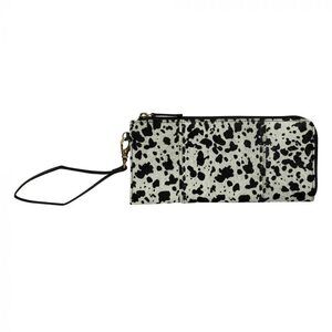 4052 Black Zippered Western Wallet Wristlet - Hair On Leather Wallet
